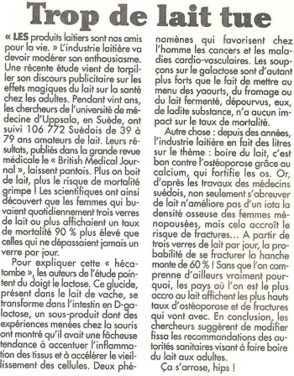 Trop de lait tue
